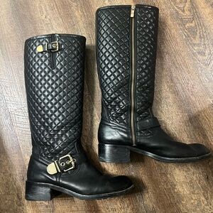 Vince Camuto black leather knee high boots size 9
